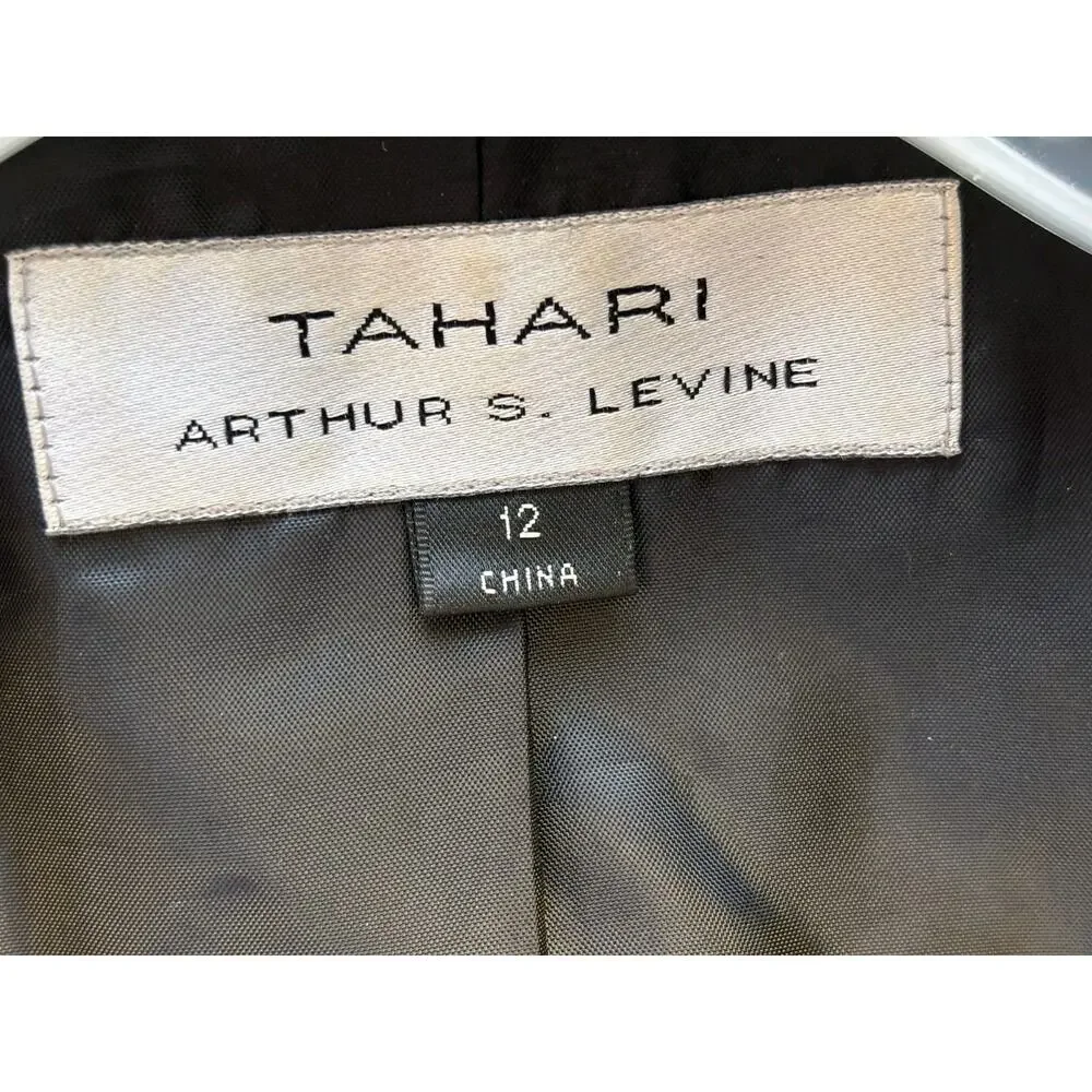 Tahari Arthur S Levine Blazer Jacket Womens Size 12 Black Embellished Buttons